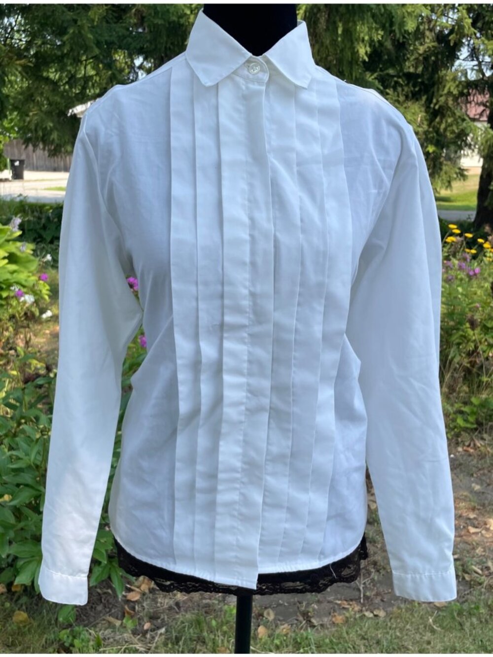 Vintage Avon Blouse White Pintuck Coquette Professorcore Academia Retro Womens S